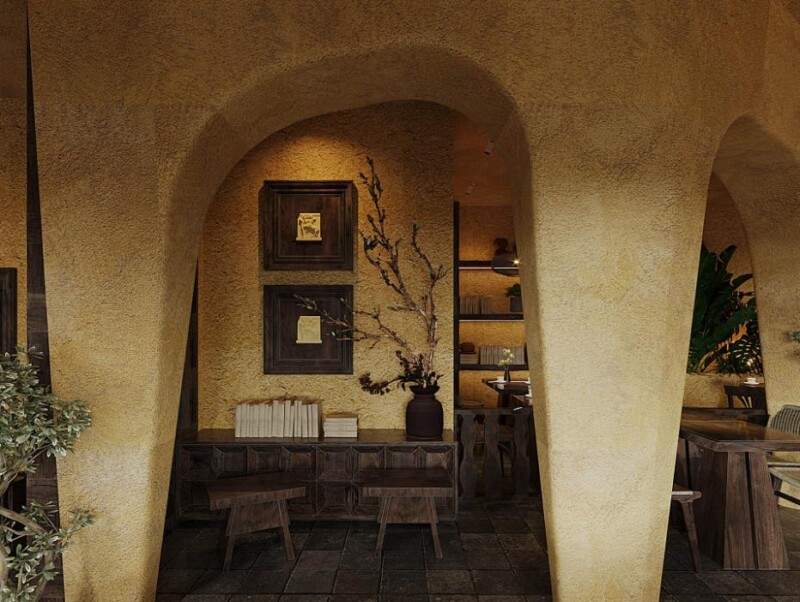 thi công sơn hiệu ứng cho quán cafe Lô Lô Chải