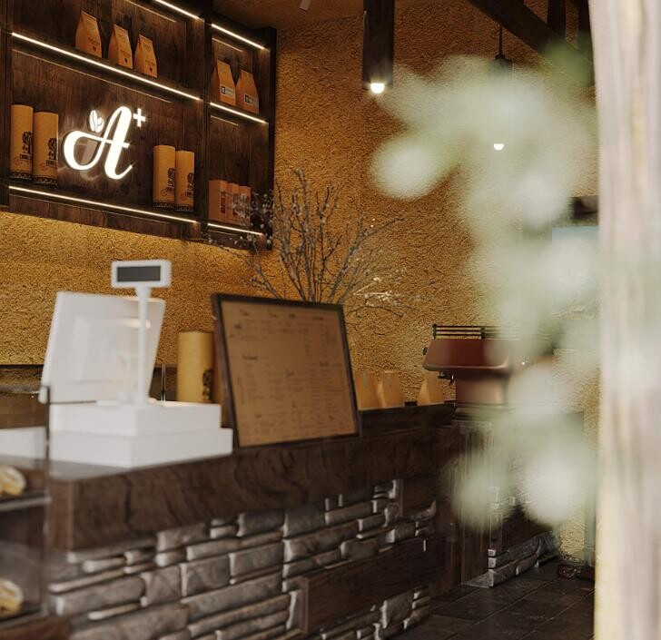 thi công sơn hiệu ứng cho quán cafe Lô Lô Chải